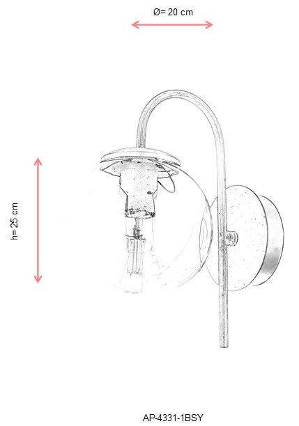 Opviq Lámpara de pared AP-4331-1BSY Antiquation Opviq Lámpara de pared AP-4331-1BSY Antiquation